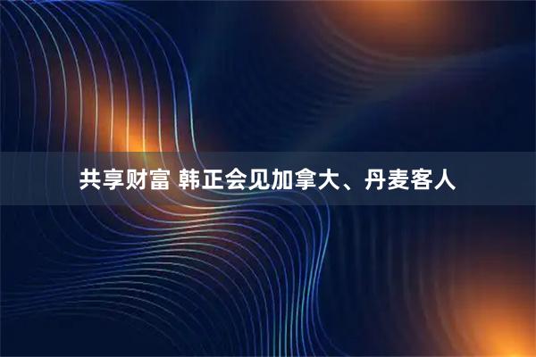 共享财富 韩正会见加拿大、丹麦客人